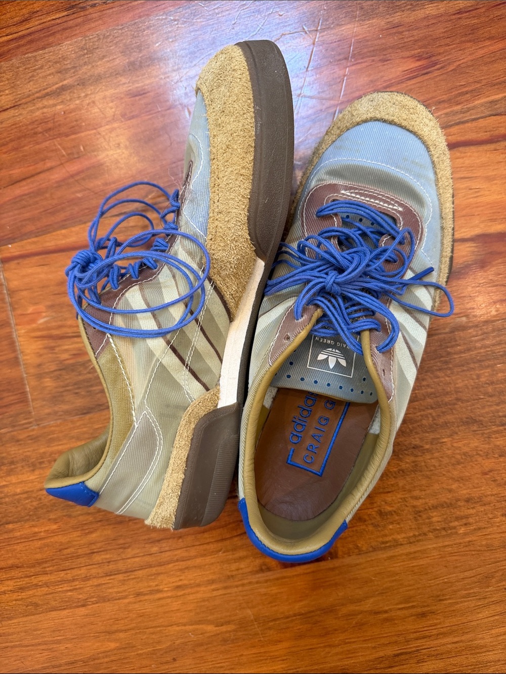 adidas Olive, Brown and Blue Suede-Trim Sneakers